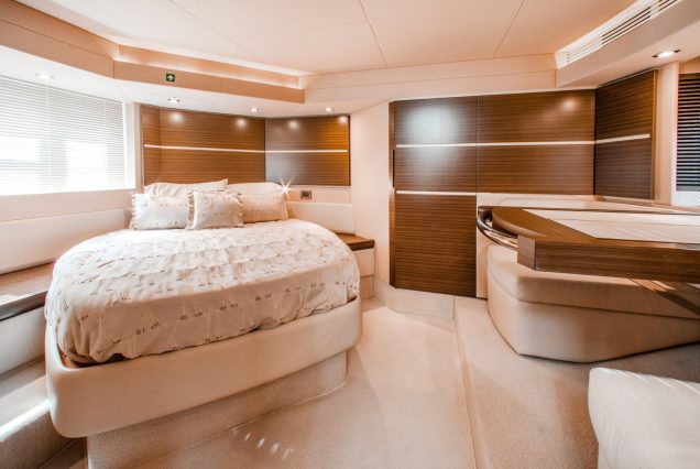 55ft Azimut “Salty At Sea” spacious master bedroom designed for comfort at sea