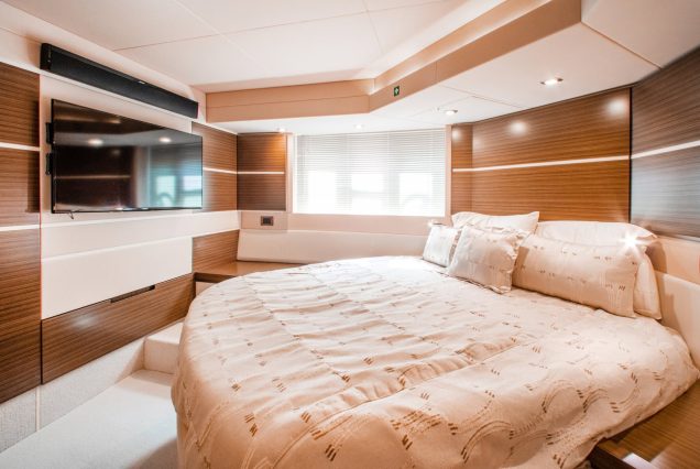 55ft Azimut “Salty At Sea” spacious master bedroom designed for comfort at sea