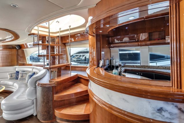 90ft Azimut Dream With Jacuzzi salon and kitchen interior Miami charter