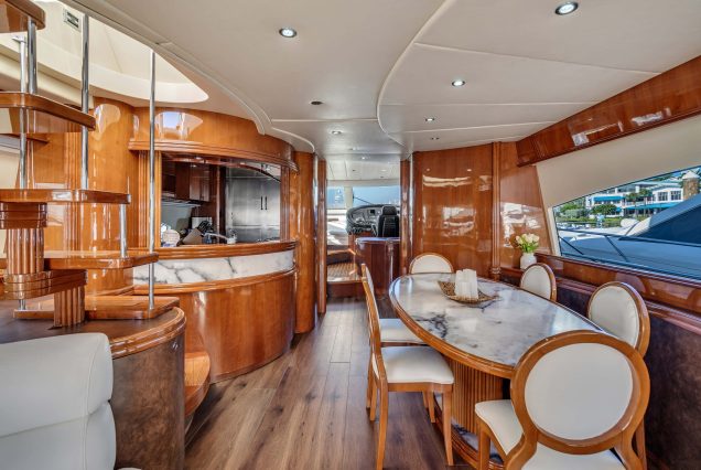 90ft Azimut Dream With Jacuzzi salon lounge with table Miami Marina rental