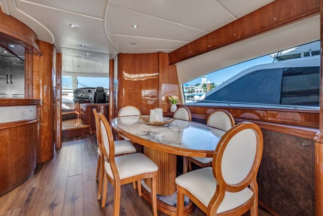 90ft Azimut Dream With Jacuzzi salon lounge with table Miami Marina rental