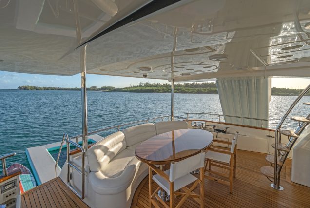 90ft Azimut Dream With Jacuzzi entrance gate with stairs to upper deck Miami Marina rental