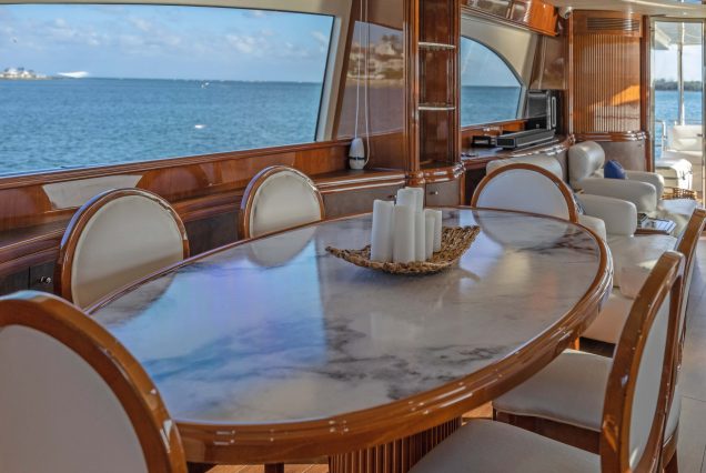 90ft Azimut Dream With Jacuzzi interior dining area Miami private cruise