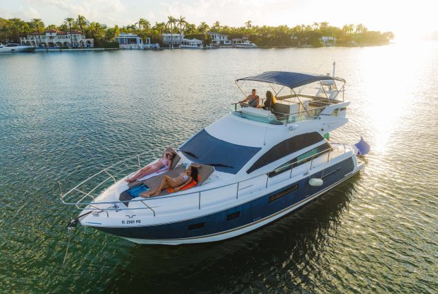 Fairline Squadron 45ft Pasha Yacht bow sunbed perfect for relaxing under the sun