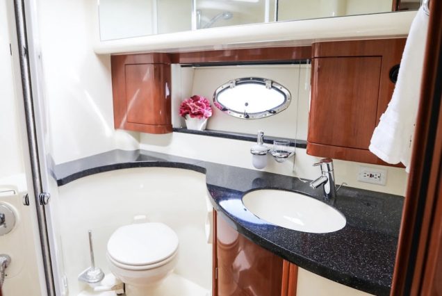 Catalaya 55ft Fairline well-maintained washroom with modern fittings