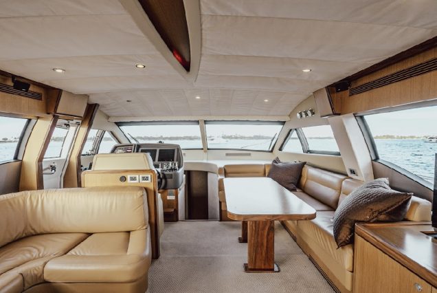 68ft Ferretti Yacht interior dining area ideal for meals and celebrations