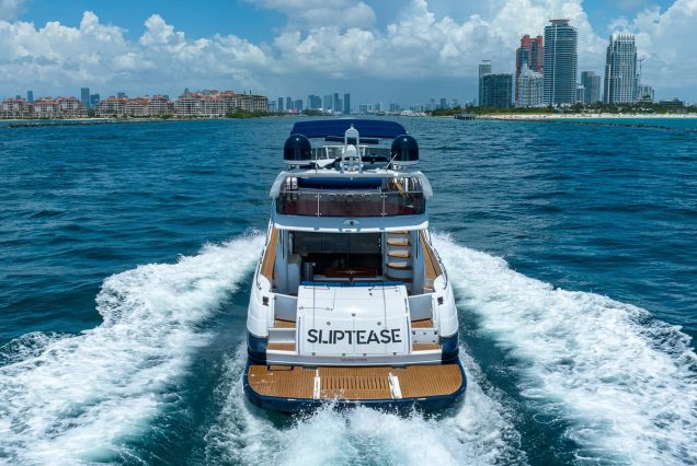 80ft Sunseeker Manhattan SlipTease large swim platform with direct water access