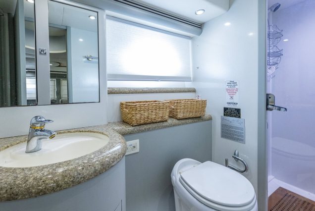 80ft Sunseeker Manhattan SlipTease luxury washroom with high-end fittings