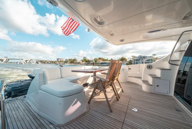 70ft Azimut WARRIOR II boarding area with easy access to all decks