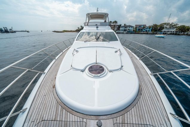 70ft Azimut WARRIOR II spacious sunbed area perfect for relaxing under the sun