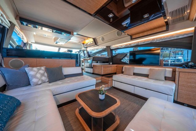 70ft Azimut WARRIOR II stylish indoor salon with comfortable seating