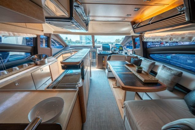 70ft Azimut WARRIOR II stylish indoor salon with comfortable seating