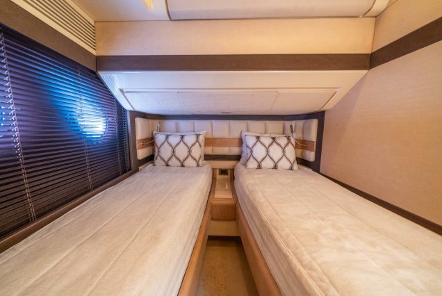 70ft Azimut WARRIOR II spacious master bedroom built for comfort and privacy