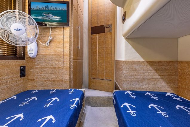 55ft Azimut El-Faraon Miami spacious master bedroom designed for comfort at sea