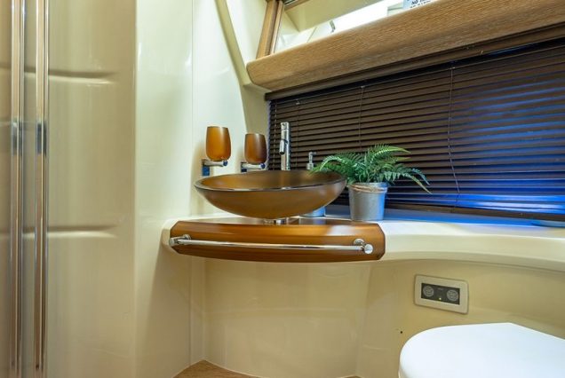 55ft Azimut El-Faraon Miami clean and modern washroom with essential amenities