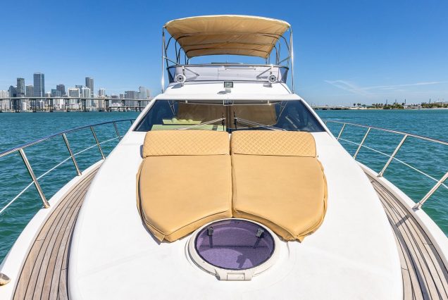 55ft Azimut El-Faraon Miami spacious sunbed area perfect for sunbathing and relaxation