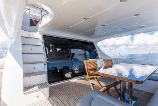 70ft Azimut “Days Like This” boarding area with smooth access to all decks