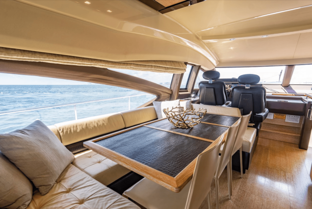 70ft Azimut “Days Like This” interior dining area perfect for relaxed meals onboard
