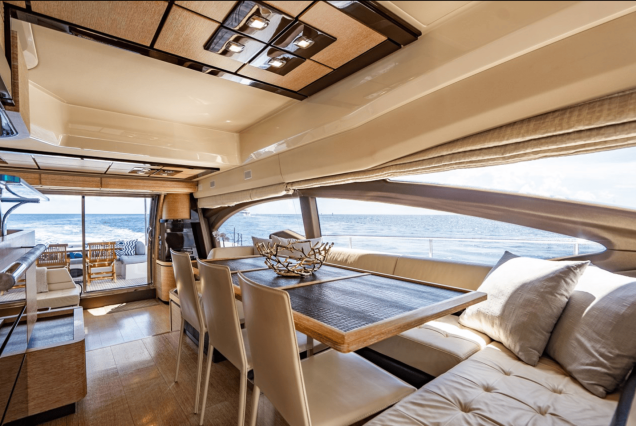 70ft Azimut “Days Like This” interior dining area perfect for relaxed meals onboard