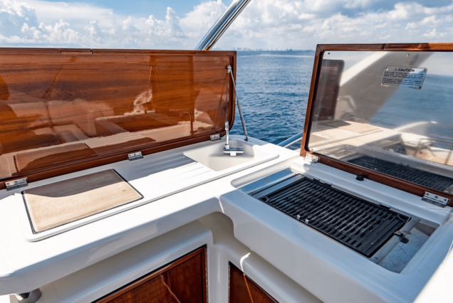 70ft Azimut “Days Like This” open flybridge lounge perfect for laid-back gatherings