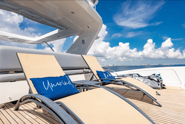 70ft Azimut “Days Like This” elevated lounge offering peaceful ocean and skyline views