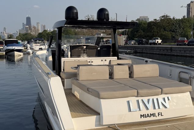 Luxury 48ft Fjord swim platform with direct access to the water
