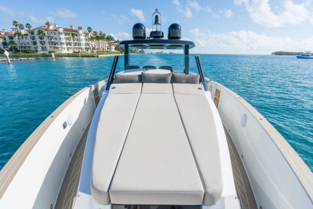 Luxury 48ft Fjord spacious sunbed area perfect for sunbathing and relaxation