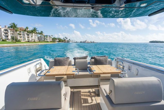 Luxury 48ft Fjord contemporary outdoor area with comfortable seating