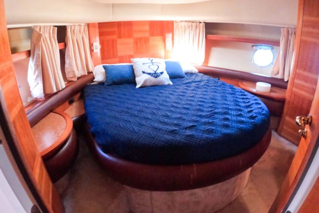 Azimut 57ft Modern Yacht master cabin with private bathroom and contemporary design
