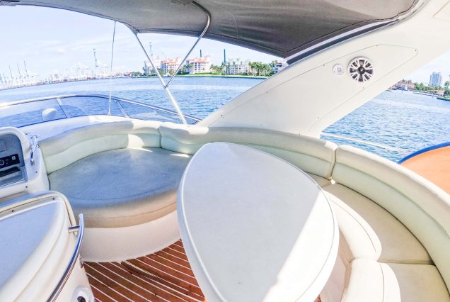 Azimut 57ft Modern Yacht upper deck ideal for enjoying the breeze and open-air cruising