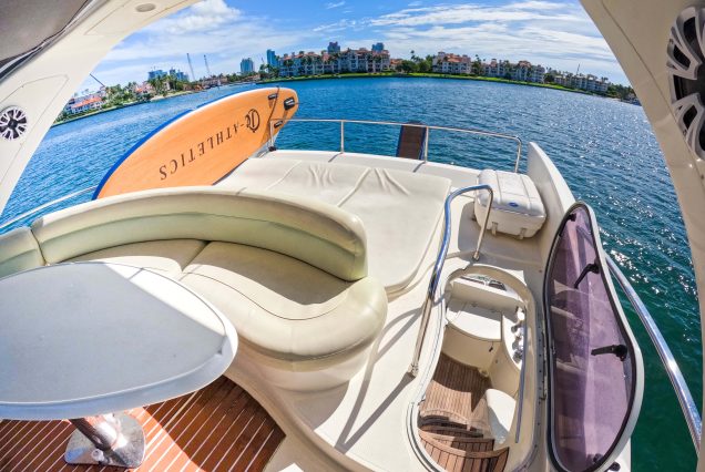 Azimut 57ft Modern Yacht upper deck ideal for enjoying the breeze and open-air cruising