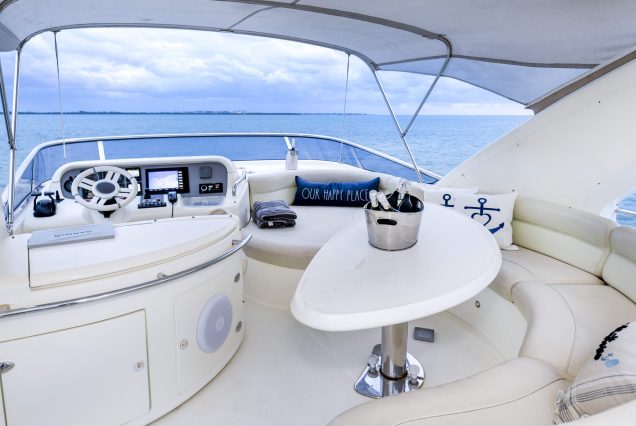 Azimut 57ft Modern Yacht upper deck ideal for enjoying the breeze and open-air cruising