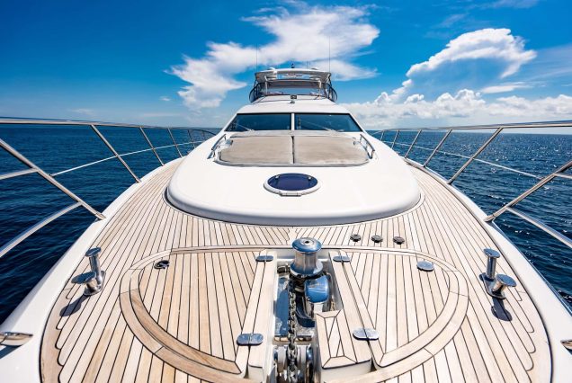 70ft Azimut “Days Like This” spacious sunbed area for soaking up the sun
