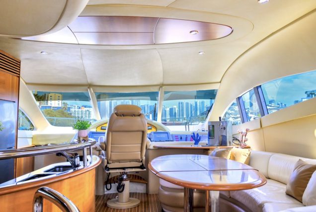 La Dolce Vita 70ft Azimut interior dining area perfect for private meals and celebrations