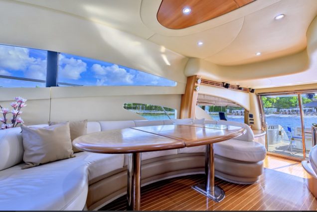 La Dolce Vita 70ft Azimut interior dining area perfect for private meals and celebrations