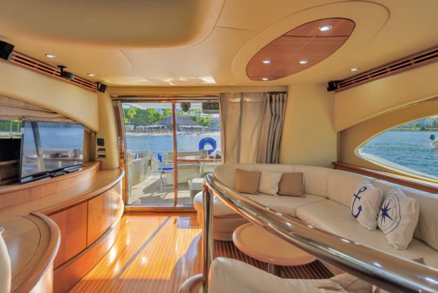 La Dolce Vita 70ft Azimut stylish lounge space with table for social moments