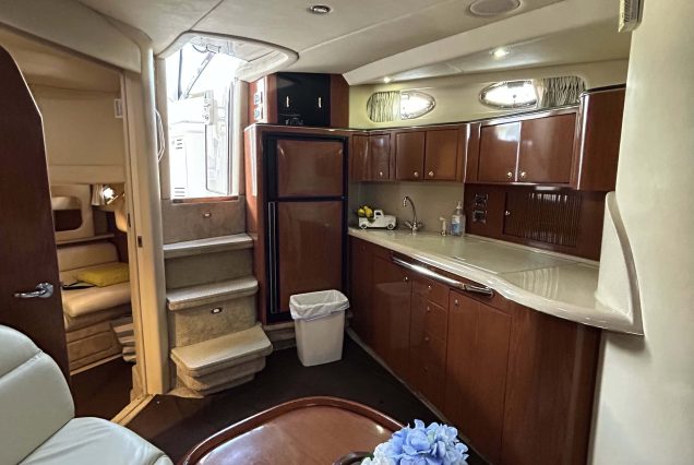 Sun-kissed 45ft Sea Ray Yacht functional galley and salon layout