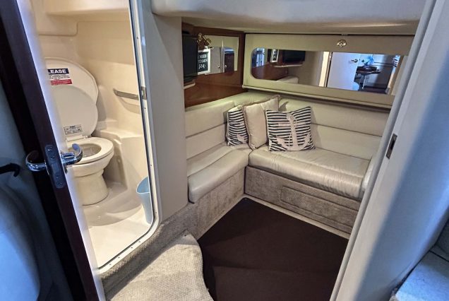 Sun-kissed 45ft Sea Ray Yacht clean washroom with essential amenities