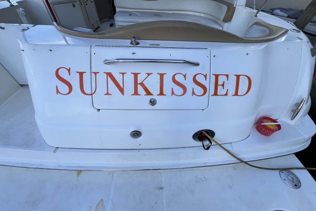 Sun-kissed 45ft Sea Ray Yacht swim platform with easy access to the water