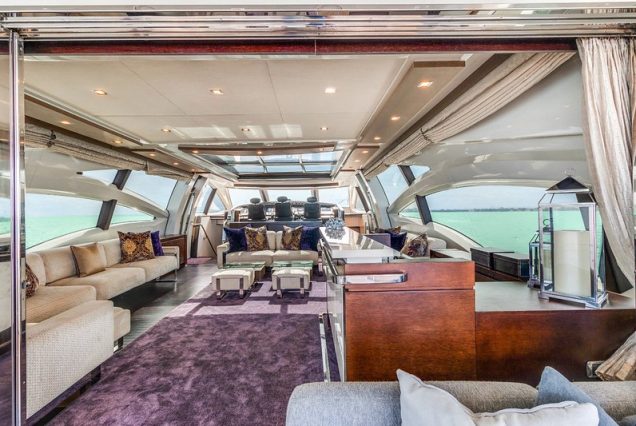 Mega 103ft Azimut SCARLET formal dining area perfect for private meals and events