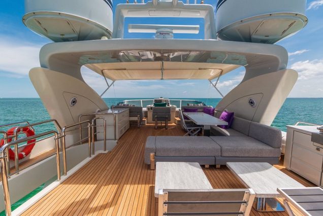 Mega 103ft Azimut SCARLET panoramic top deck with stunning ocean and skyline views