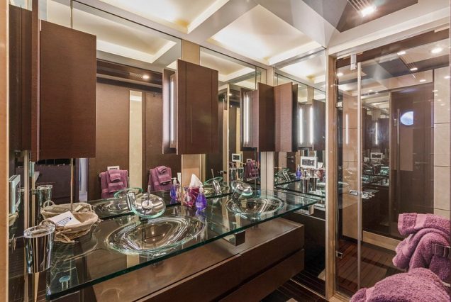 Mega 103ft Azimut SCARLET luxury washroom with high-end fittings