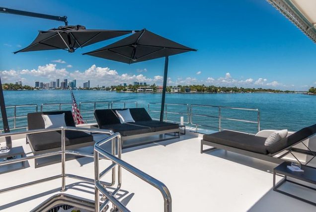 110ft Horizon “The Nirvana” upper deck ideal for enjoying open-air luxury cruising