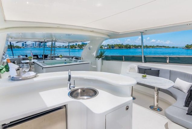 110ft Horizon “The Nirvana” upper deck ideal for enjoying open-air luxury cruising