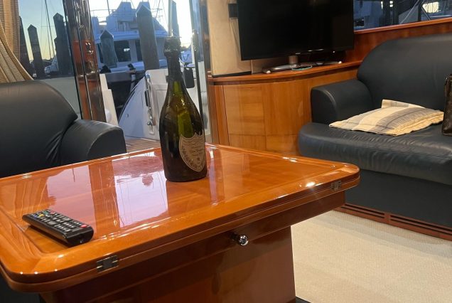 Blessed 55ft Azimut interior dining area perfect for meals and gatherings