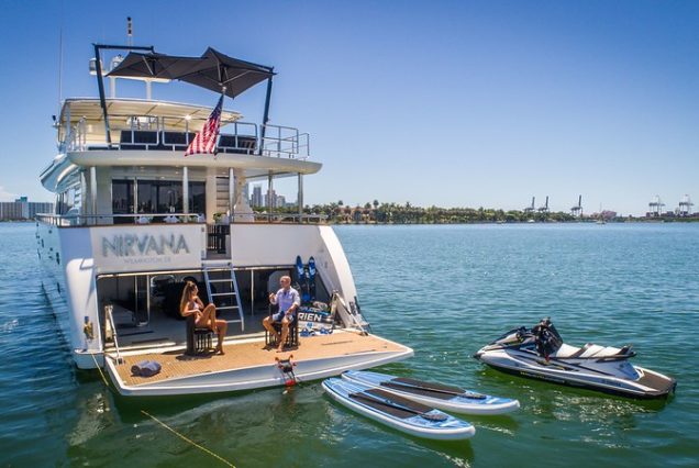 110ft Horizon “The Nirvana” large swim platform with seamless water access with premium water toys.