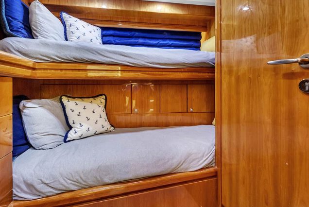 100ft Hargrave Yacht Miami guest cabin with elegant interiors and premium sleeping comfort