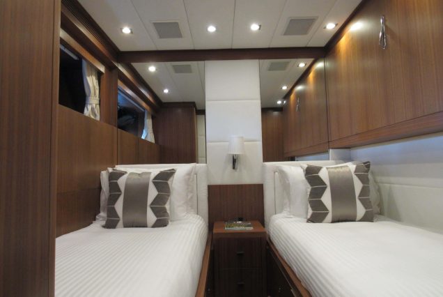 Luxury 105ft Leopard Miami guest cabin with sophisticated interiors and premium sleeping comfort