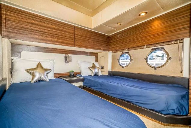 72ft Azimut Blackjack Miami guest cabin with sophisticated interiors and premium sleeping comfort