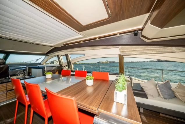 72ft Azimut Blackjack Miami refined dining area perfect for onboard meals and celebrations